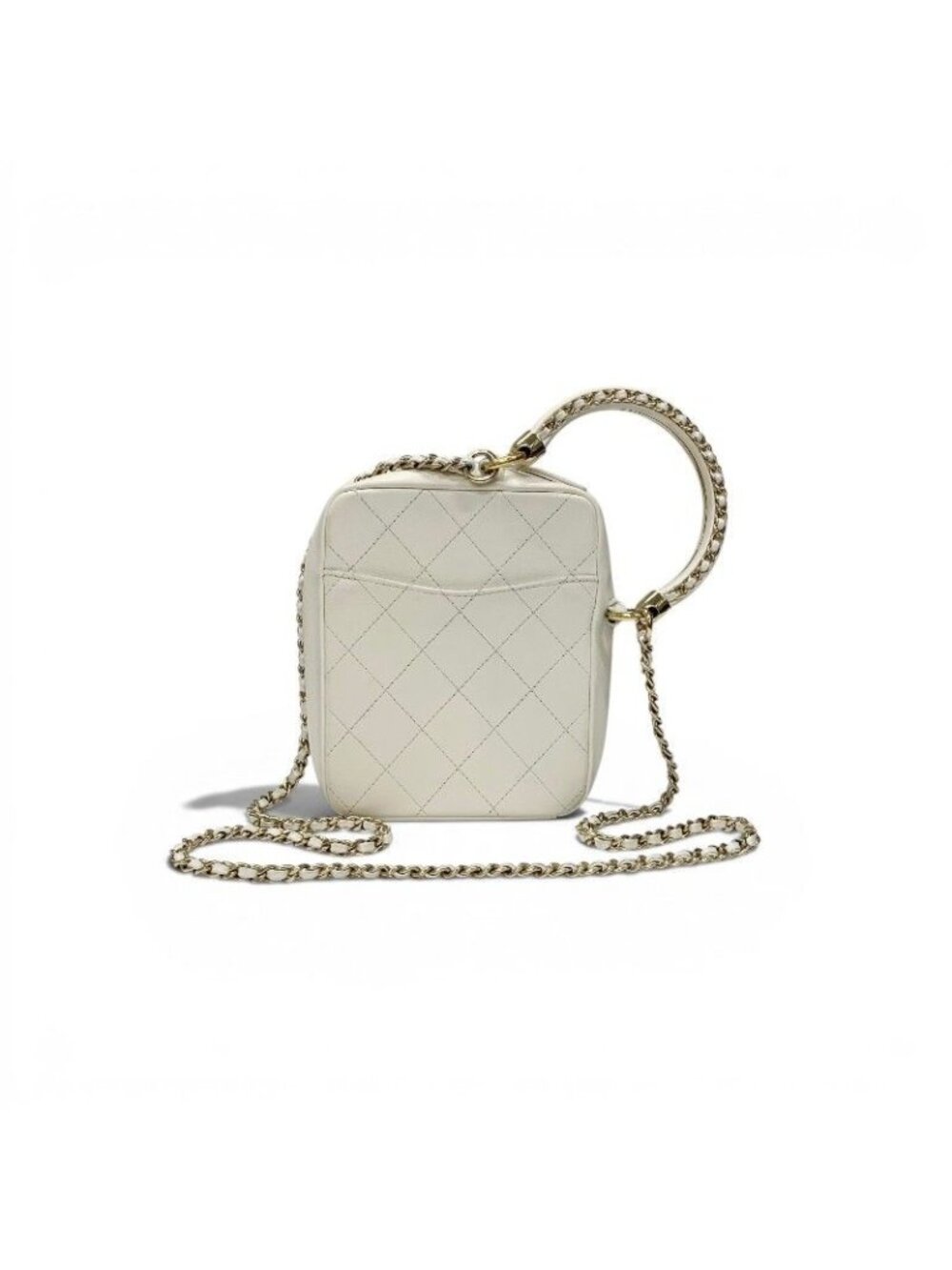Chanel Shoulder Bag Lambskin White Gold CC Logo Quilted Chain 2-Way - Picture 3 of 10